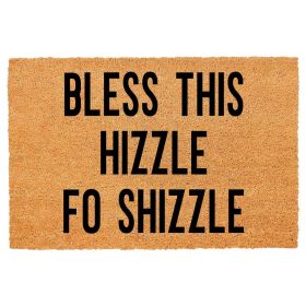 "Bless This Hizzle Fo Shizzle" Heavy-Duty Coconut Coir Doormat - Non-Slip Premium Outdoor Mat for Entryway with Humorous Housewarming Gift Design