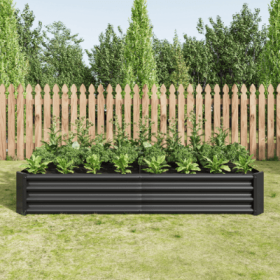 Raised Garden Bed Outdoor, 6x3x1ft , Metal Raised Rectangle Planter Beds For Plants, Vegetables, And Flowers (Color: BLACK)