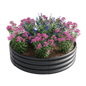 47.24x11.4 Tall Round Raised Garedn Bed,Metal Raised Beds For Vegetables, Outdoor Garden Raised Planter Box,Patio Planter Raised Beds For Flowers (Color: BLACK)