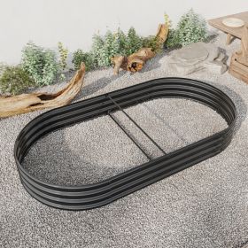 Oval Metal Elevated Garden Bed (Color: BLACK)