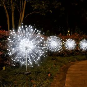120 LED Solar Fireworks Lights, Starburst Fairy Lights with 8 Lighting Modes, IP4X, Solar Powered Pathway Lights for Patio, Yard (Color: White)