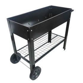 Mobile Metal Raised Garden Bed Cart With Legs, Elevated Tall Planter Box With Wheels For Outdoor Indoors House Patio  Vegetables Tomato DIY Herb (Color: BLACK)